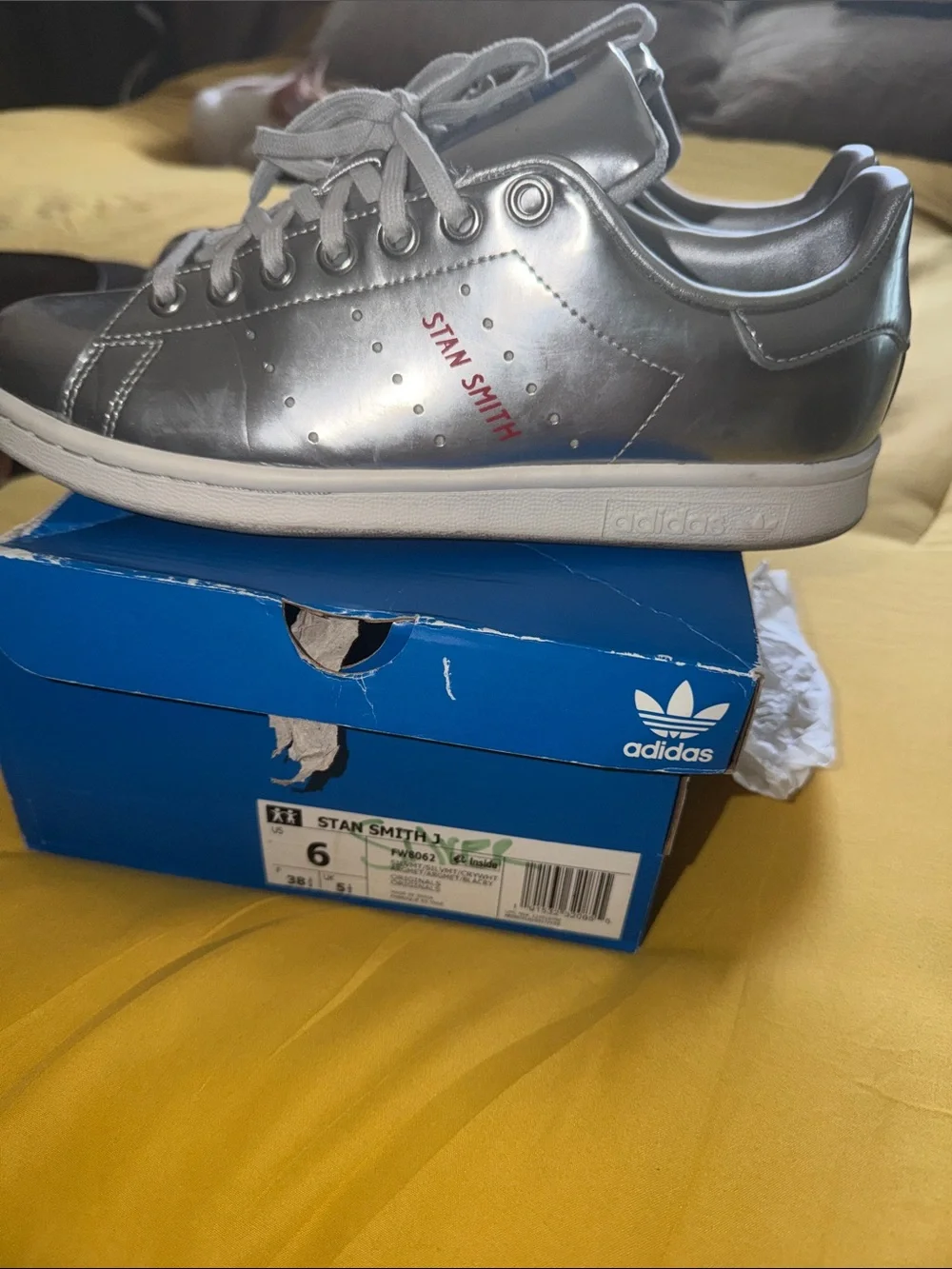 adidas Silver Metallic Low-Top Sneakers with White Accents